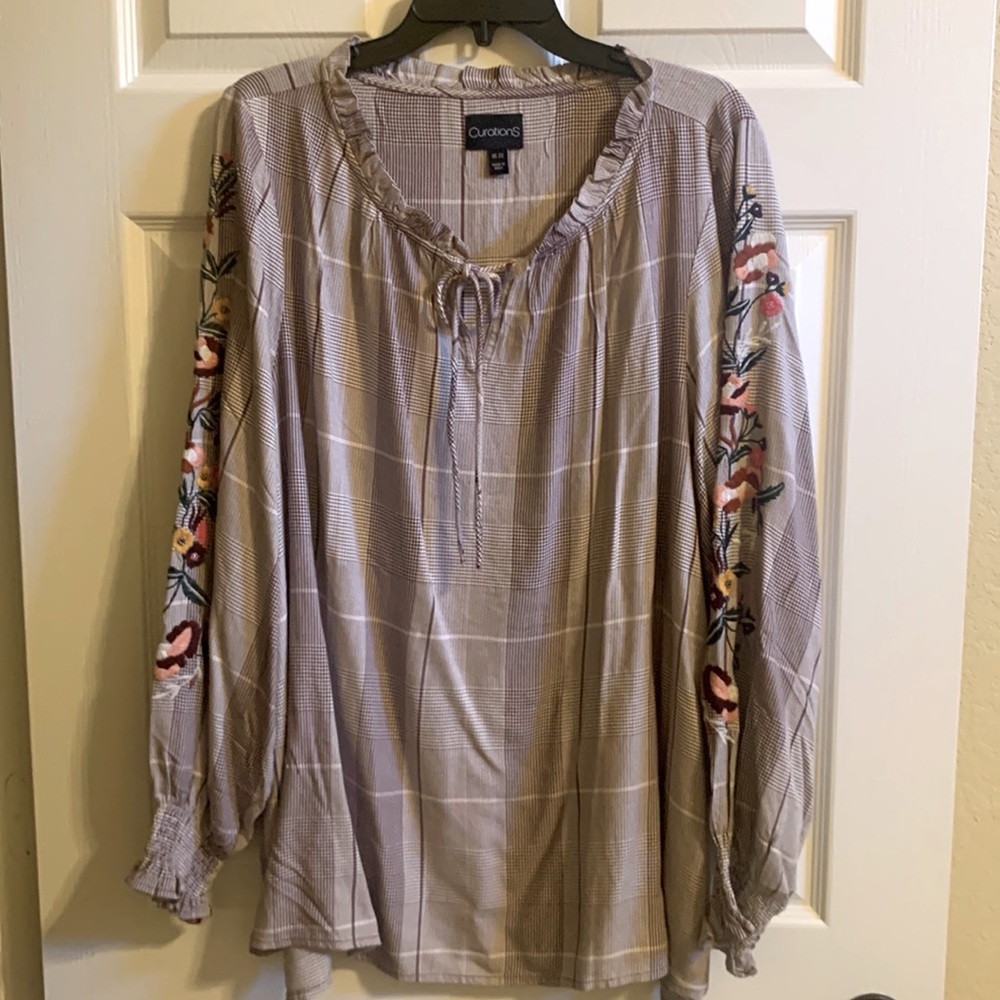 Curations wine plaid blouse, 2x